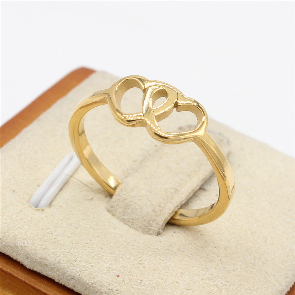 Chic Korean Inspired Heart To Heart Women's Love Ring