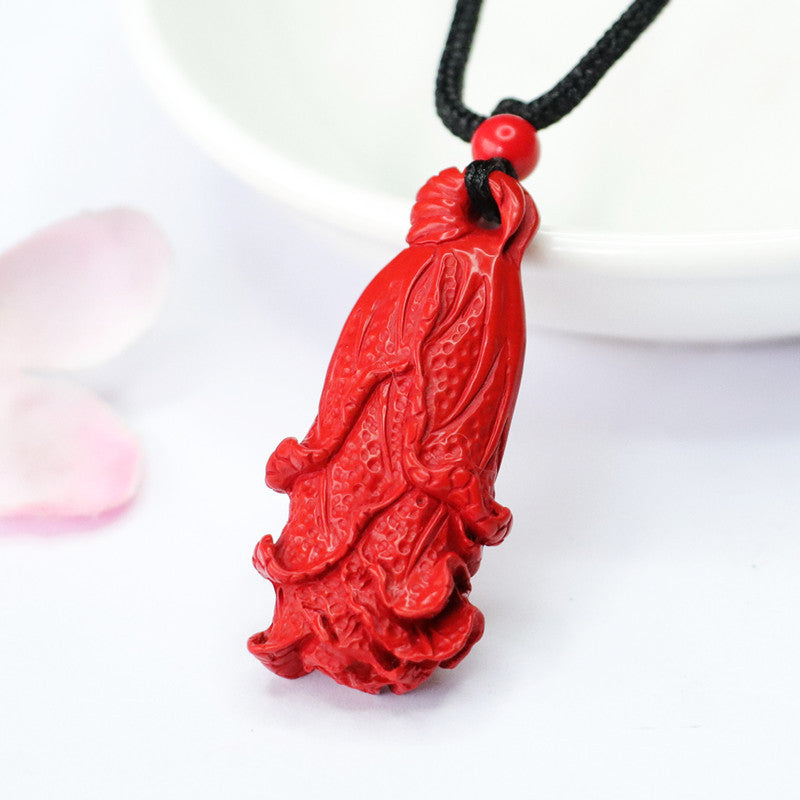 Cinnabar Cabbage Pendant Necklace