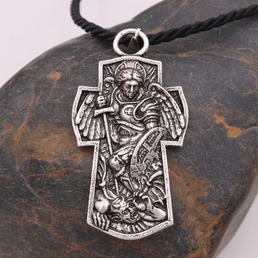 Saint Michael Archangel Alloy Necklace - European and American Style Men's Pendant from Planderful Collection