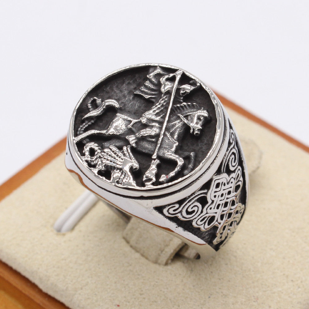 Retro Knight Crusade Titanium Steel Military Men's Ring