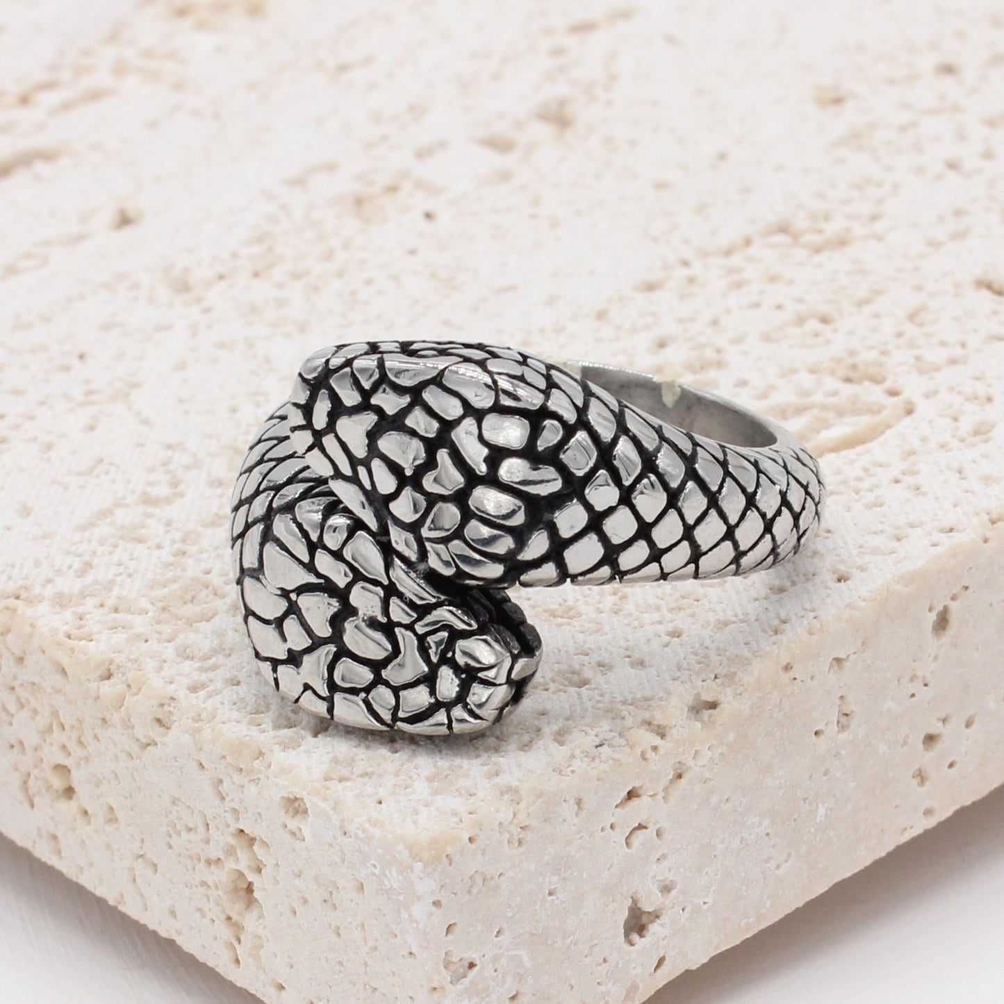 Two Headed Snake titanium steel ring for men