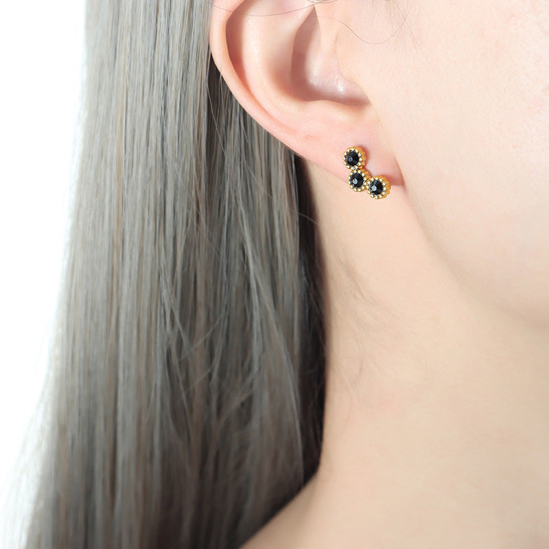 Crystal Inlaid Gold-Plated Earrings with Metal Needle - Everyday Genie Collection