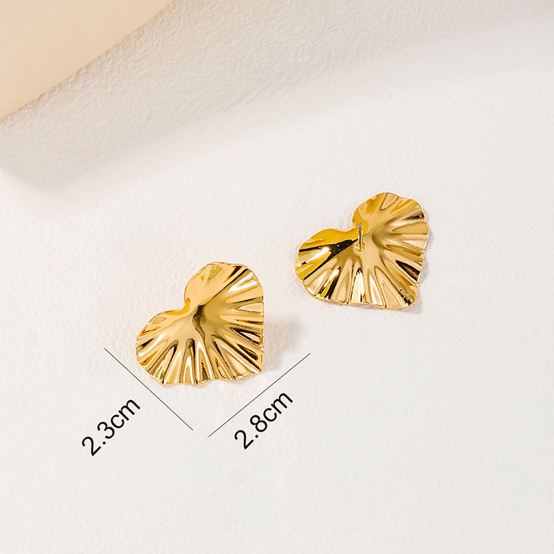 Chic Metal Love Pleats Stud Earrings - Vienna Verve Collection