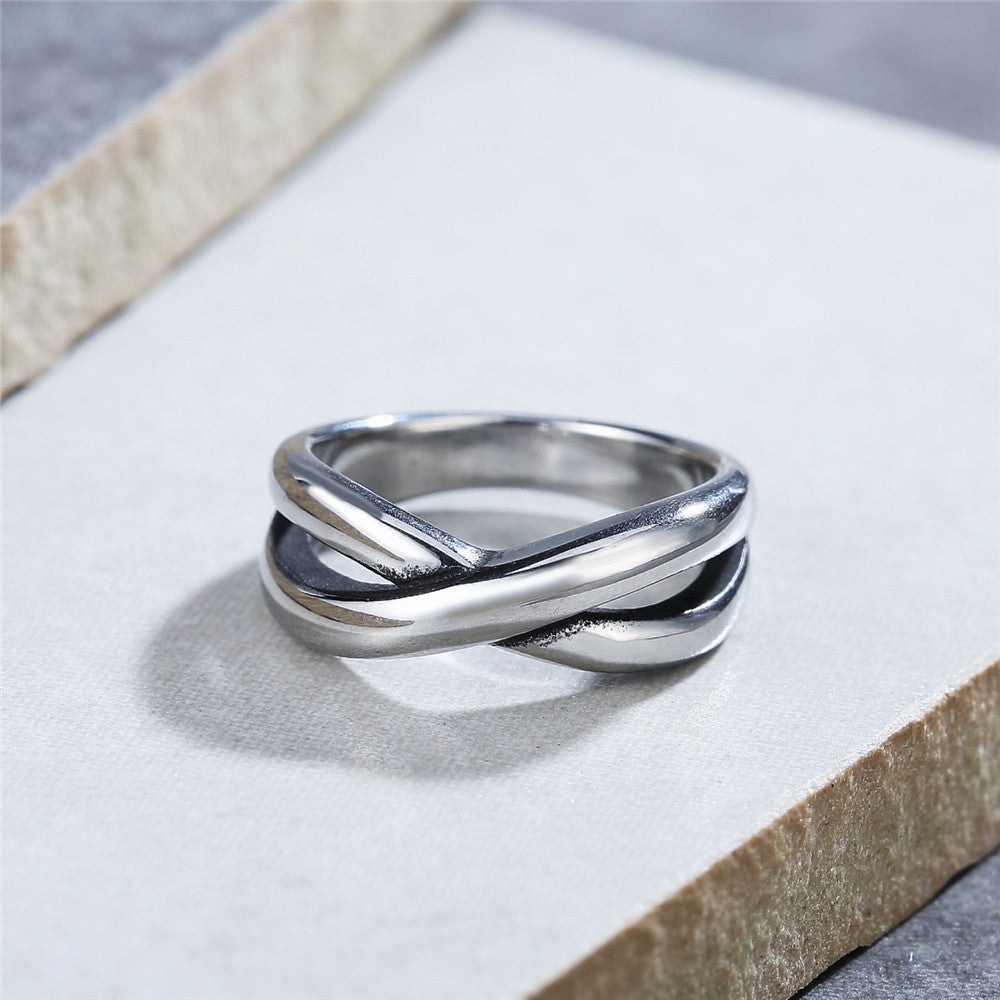 Stylish X-Cross Titanium Steel Women's Ring