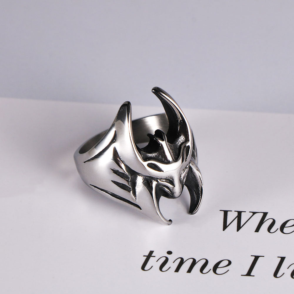 Customized Retro Batman Titanium Steel Ring for Men - Hip-Hop Style Wholesale