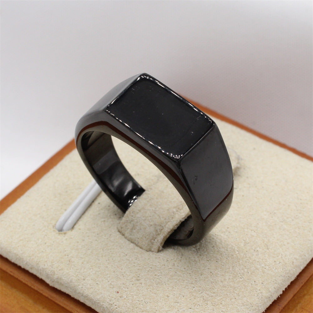 Sleek Titanium Steel Men's Ring with Cold Wind Design