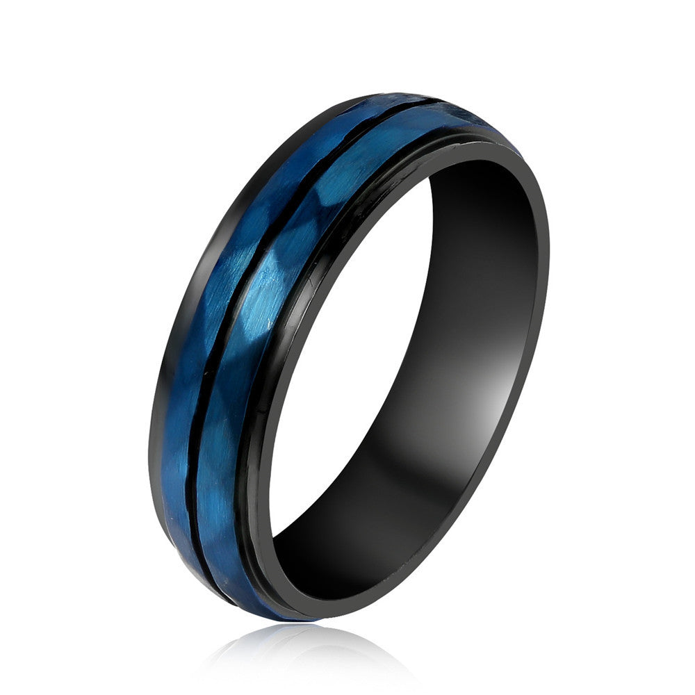 Cool Blue Titanium Steel Men's Ring - Everyday Genie Collection