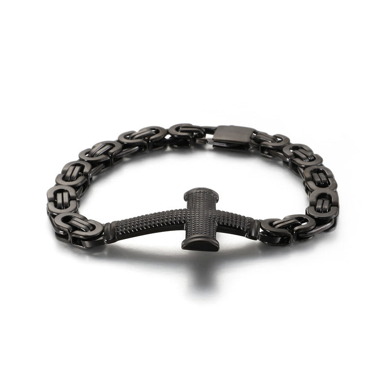 Trendy Titanium Steel Cross Back Chain Bracelet for Men - Stylish Accessory for Modern Fashion