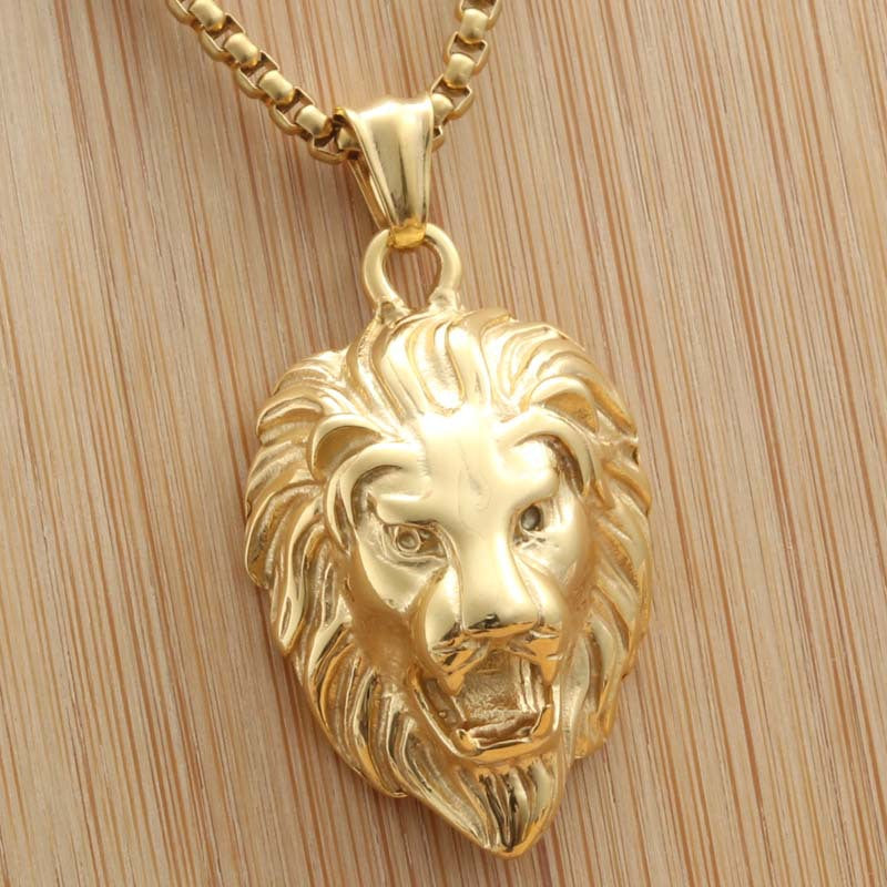 Personalized Titanium Steel Lion Head Pendant Necklace for Men - Bold Fashion Statement