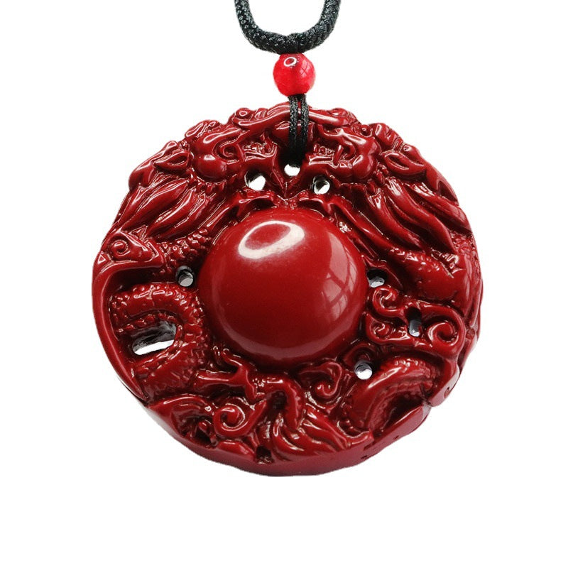 Cinnabar Pendant Double Dragon Brand Pendant Jewelry