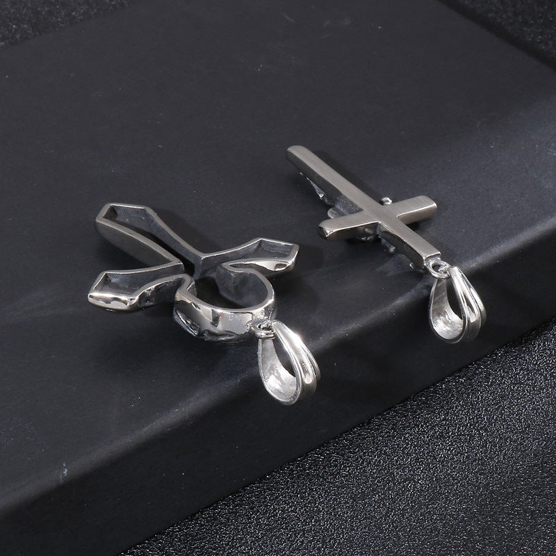 Vintage-Inspired Men's Stainless Steel Pendant with Dominant Cross Skull Design