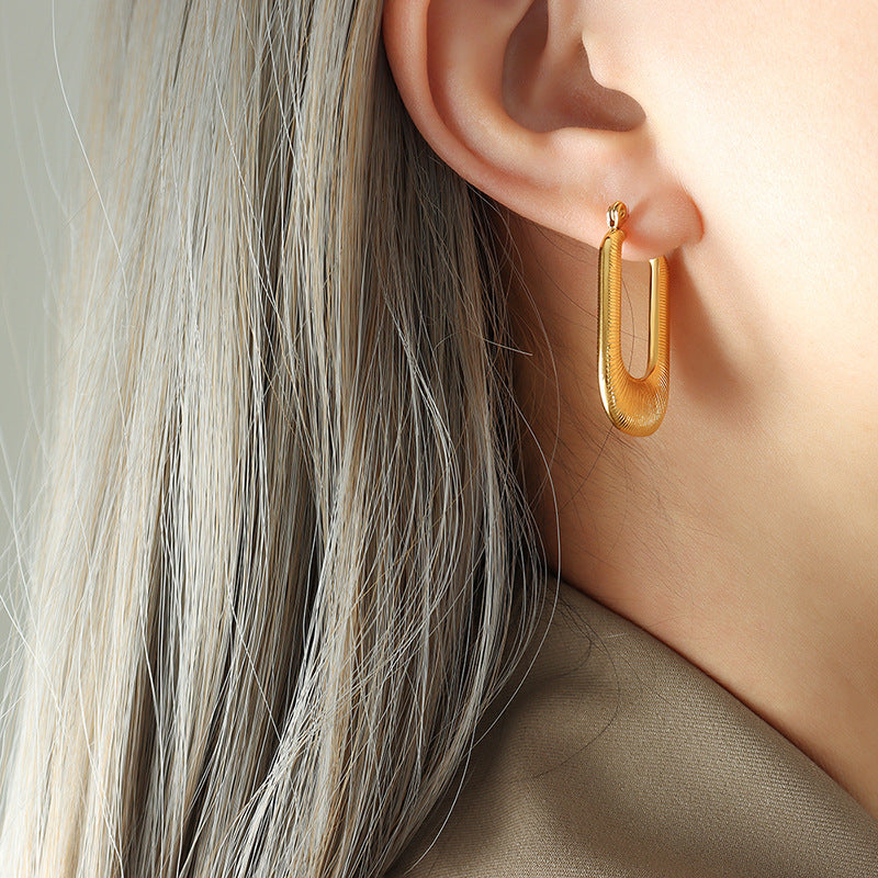 Exaggerated Metallic Earrings with Gold Plating and Hip-hop Flair