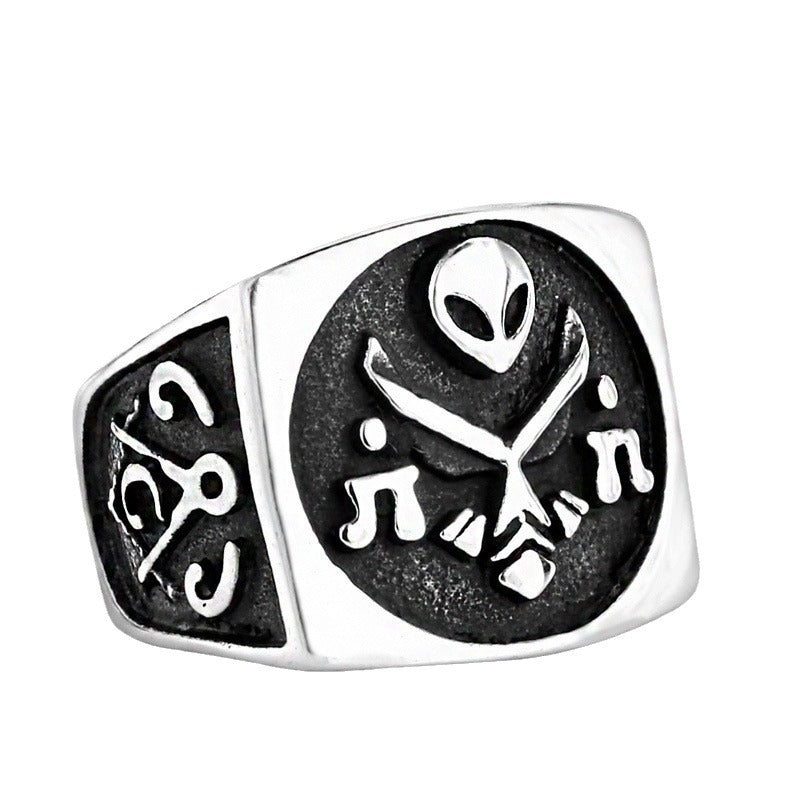 Vintage-Inspired Stainless Steel Masonic Ring for Men - Popular Fashion Jewelry Wholesale