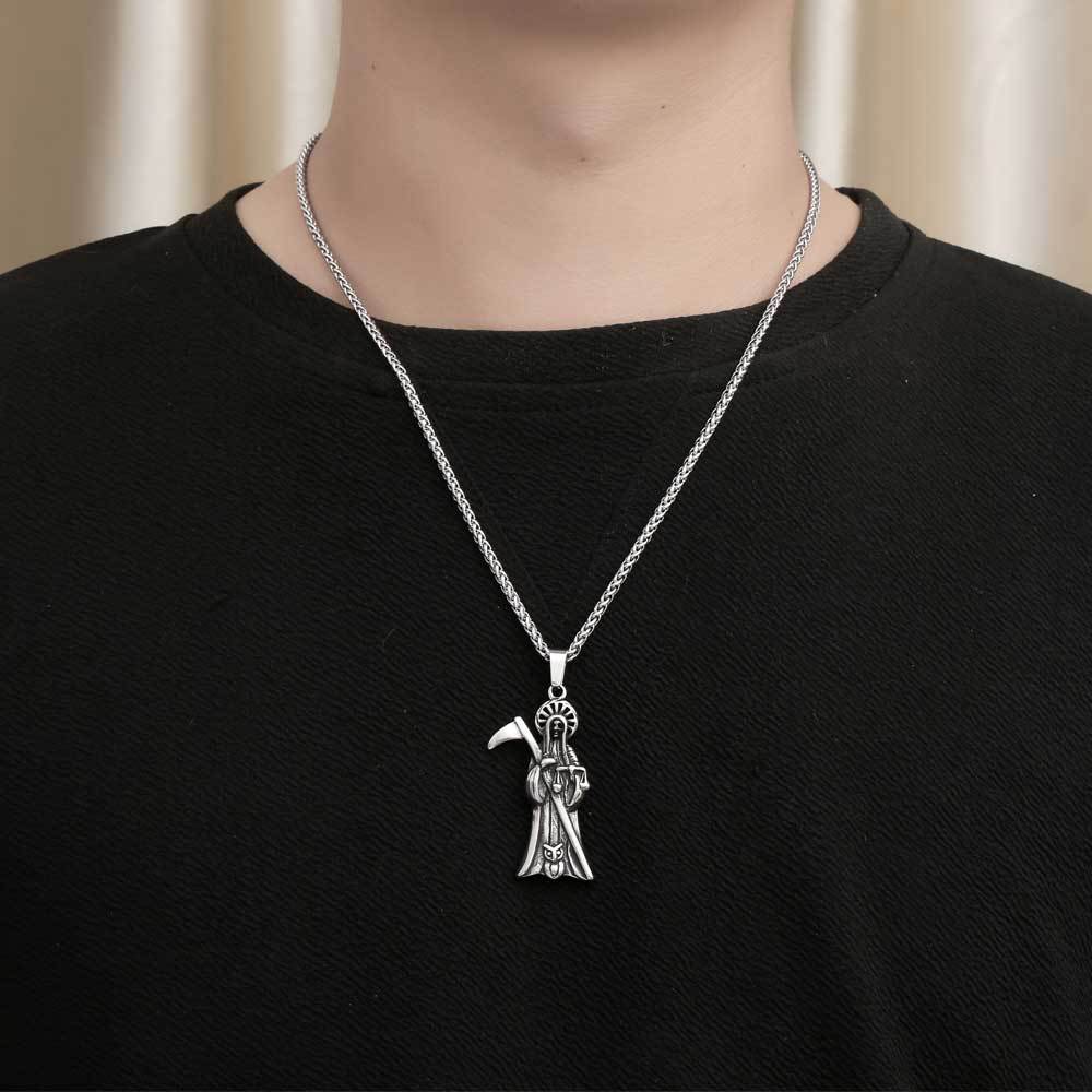 Retro Diablo Reaper Men's Titanium Steel Pendant Necklace - Personalized Sickle Design