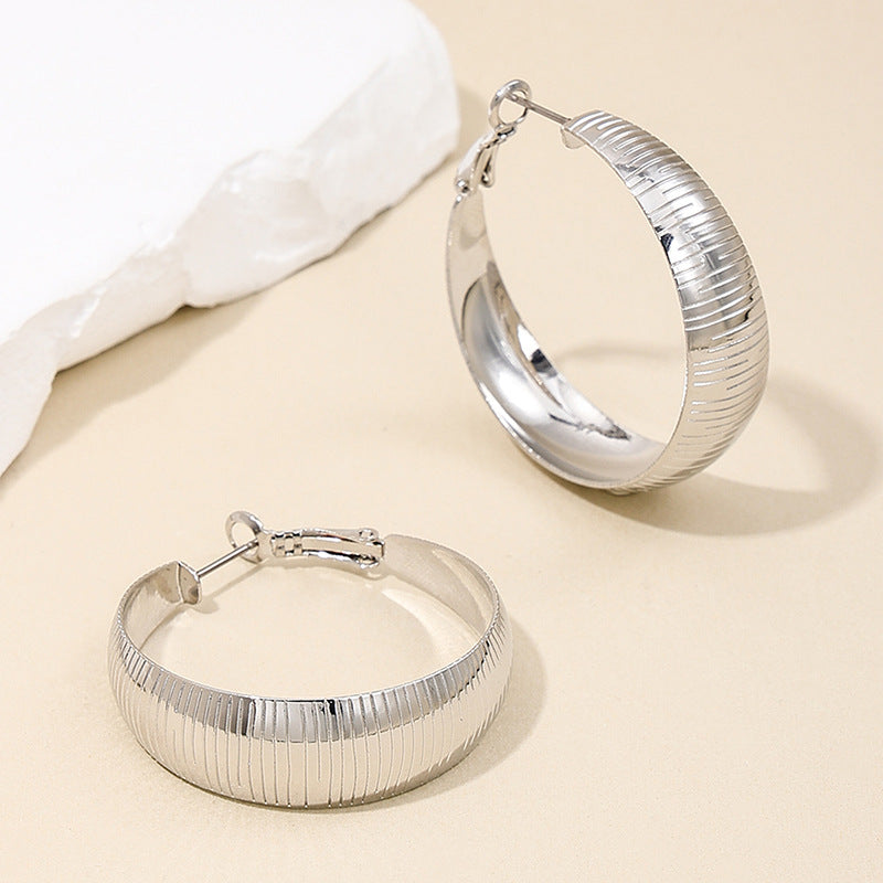 Exaggerated Retro Striped Earrings - Vienna Verve Collection