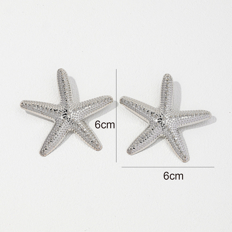 Stylish Starfish Shape Metal Stud Earrings for Women - Vienna Verve Collection