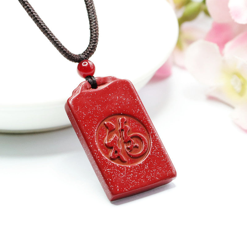 Vermilion Sand Pendant with Cinnabar Stone Design