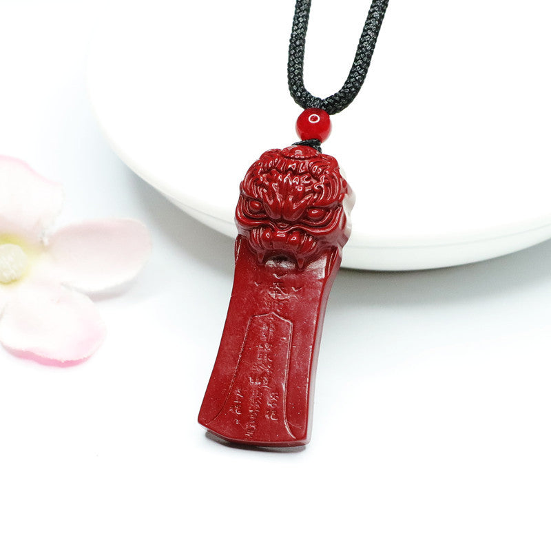 Cinnabar Pendant with Purple Gold Sand and Pixiu Bagua Talisman