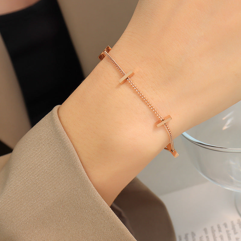 Golden Bamboo Thin Stainless Steel Bracelet - Everyday Genie Collection