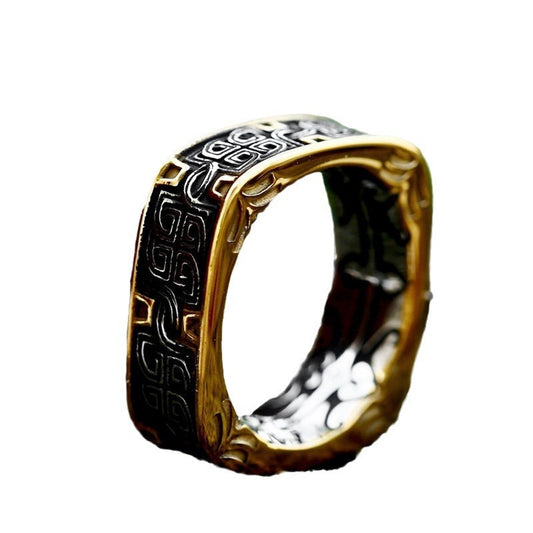 Men's Customizable Titanium Steel Ring with Luxurious Electroplated Gold Finish - Trending Cross-Border Design