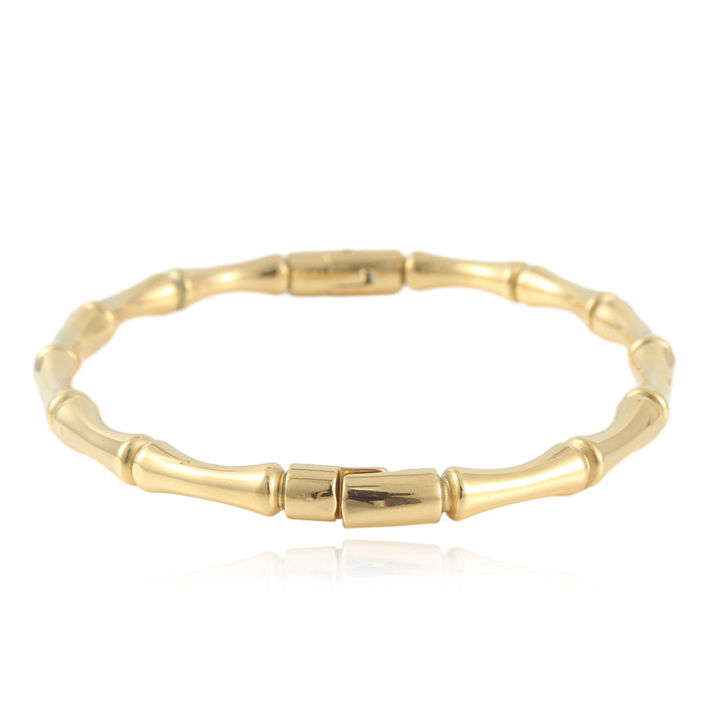 Stainless Steel Bamboo Bracelet - Chic Light Luxury Accessory for Women