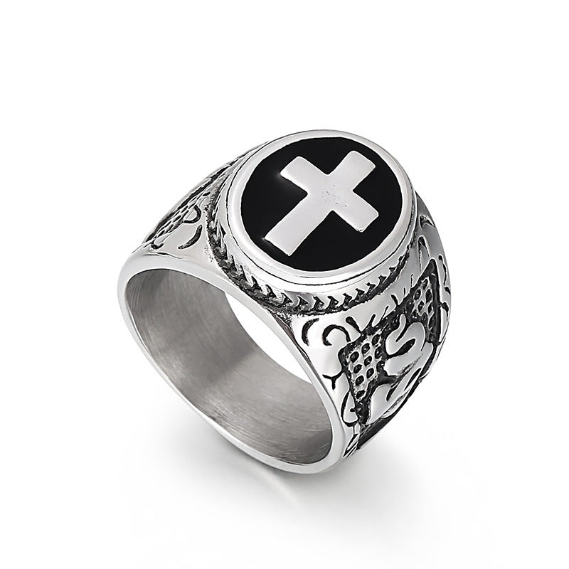 Retro Cross Punk Style Stainless Steel Wrench Ring for Men - Wholesale Titanium Steel Jewelry