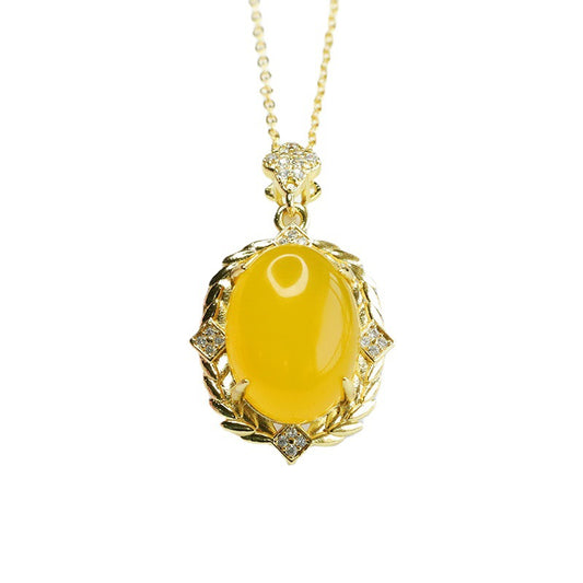 Pigeon Egg Ice Yellow Chalcedony Wheat Ear Style Pendant