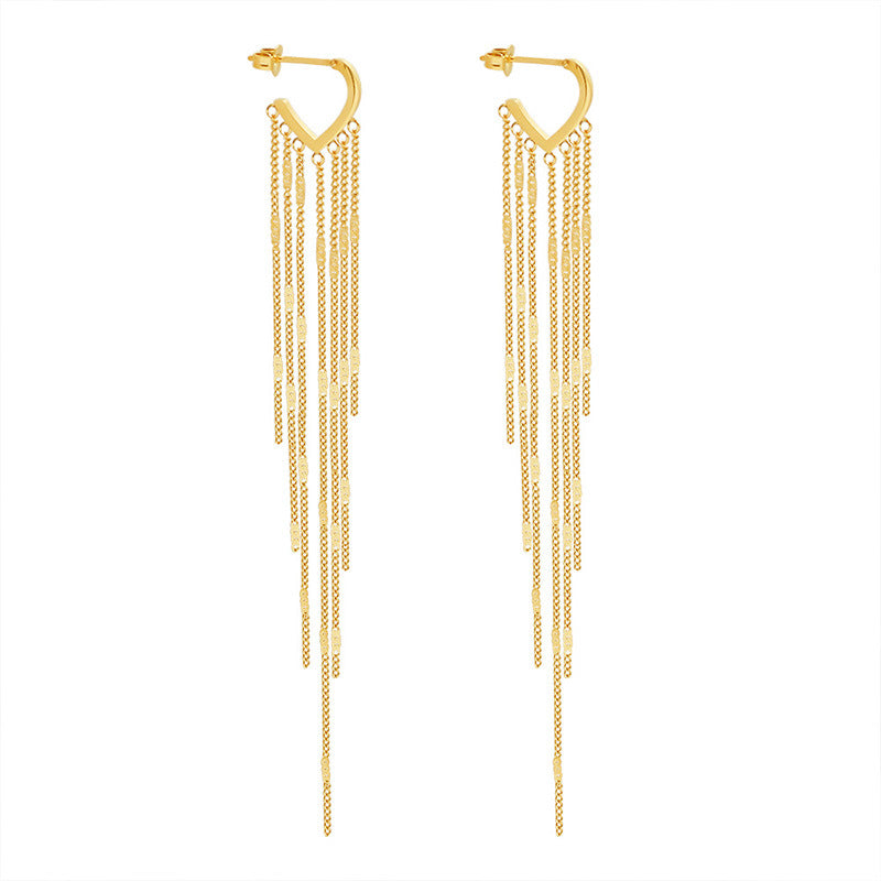 Luxurious Korean Style Long Fringe Earrings with Titanium Steel Ear Jewelry