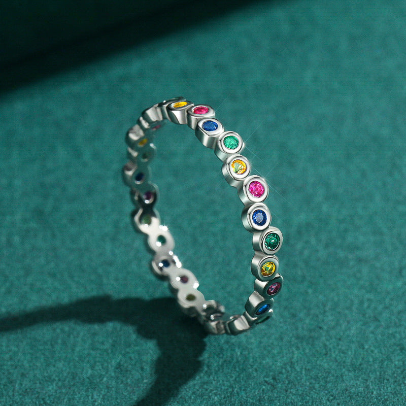 Rainbow Zircon Sterling Silver Index Finger Ring