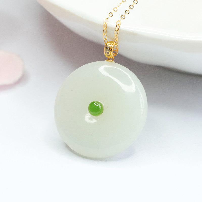 Ping An Buckle Jade Pendant Necklace with Sterling Silver - Fortune's Favor Collection