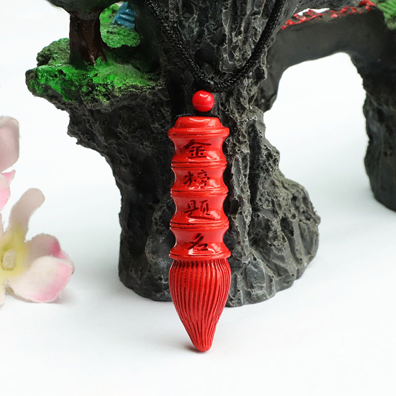 Cinnabar Brush Pendant Red Sand Gold Ranking Title Pendant