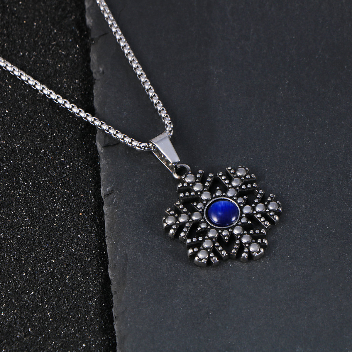 Winter Wonderland Stainless Steel Snowflake Necklace for Men