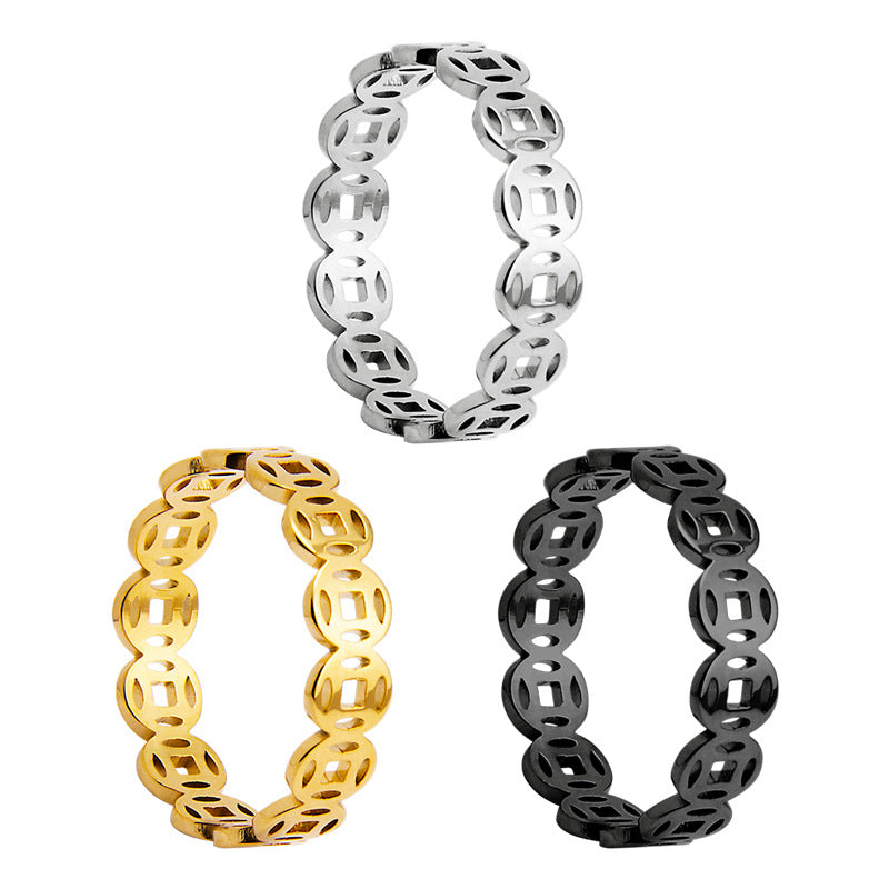 Titanium Steel Wealth Attraction Rings Set - Celeb Inspired, Live Streaming, Bestseller