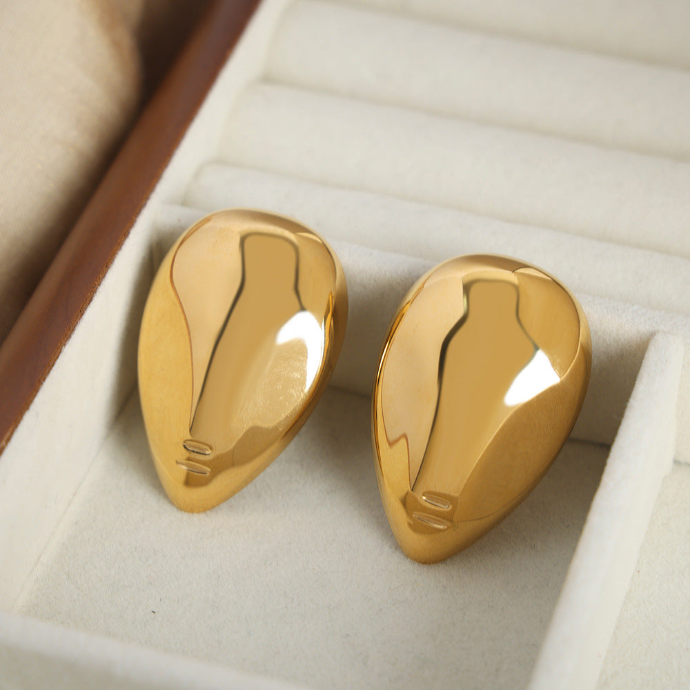 Golden Water Droplet Geometric Earrings for Women by Planderful