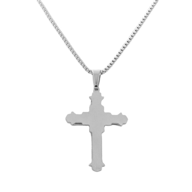 Stylish Titanium Steel Cross Pendant Necklace for Men - Personalized Retro Design