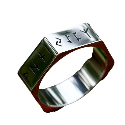 Titanium Steel Viking-Inspired Hexagonal Nut Ring for Men - Japanese and Korean Fashion