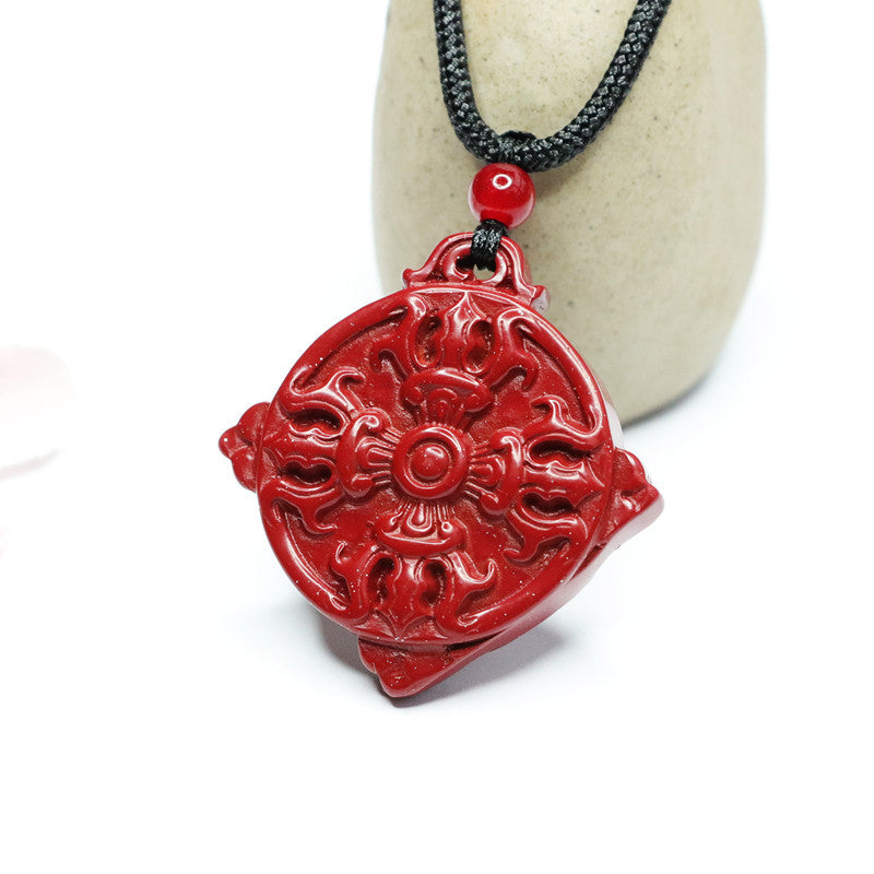 Cinnabar Pendant Purple Gold Sand Medallion Vajra Pendant