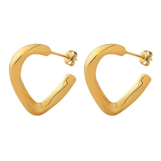 Geometric Minimalist Gold-Plated C-Shaped Earrings - Trendy Ear Jewelry