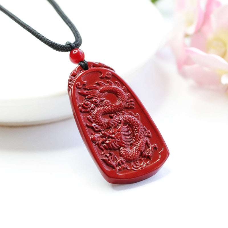 Dragon Cloud Cinnabar Pendant with Purple Gold Sand Stone