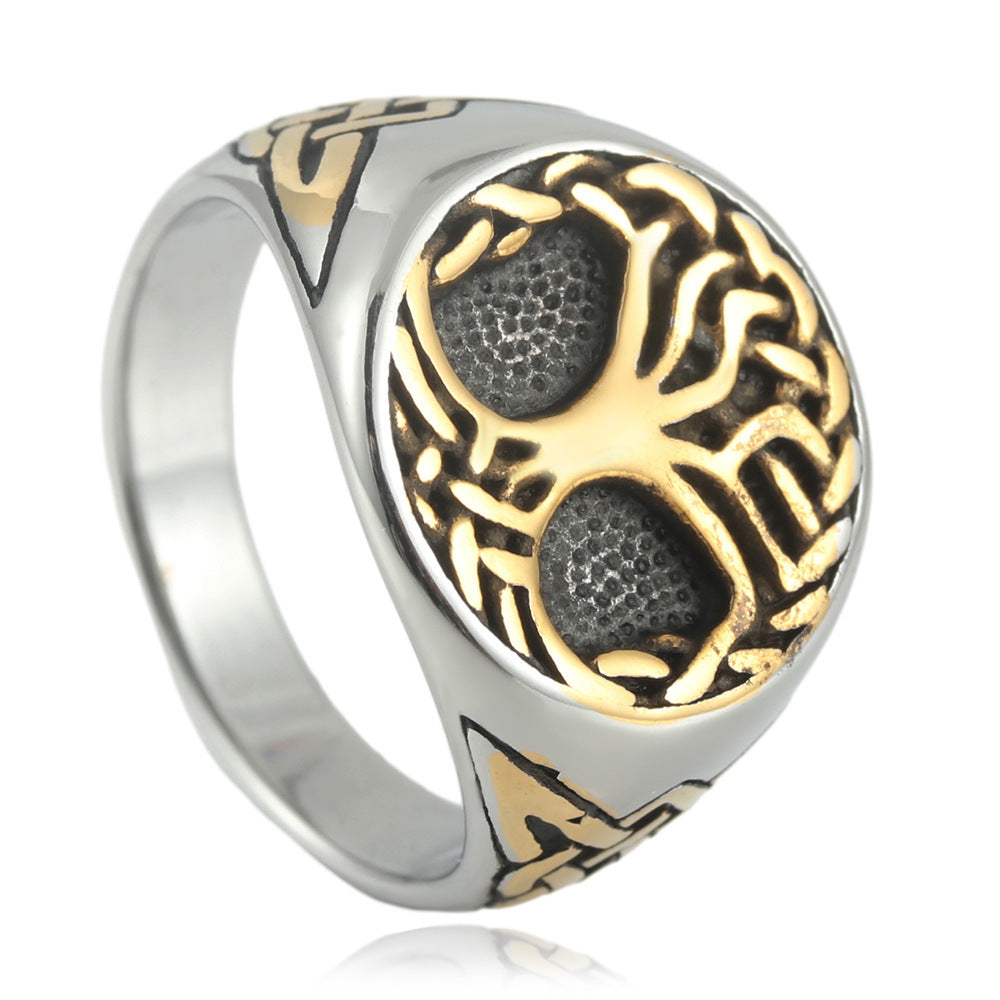 Trendy Titanium Steel Tree of Life Ring for Men and Women - Punk Retro Style