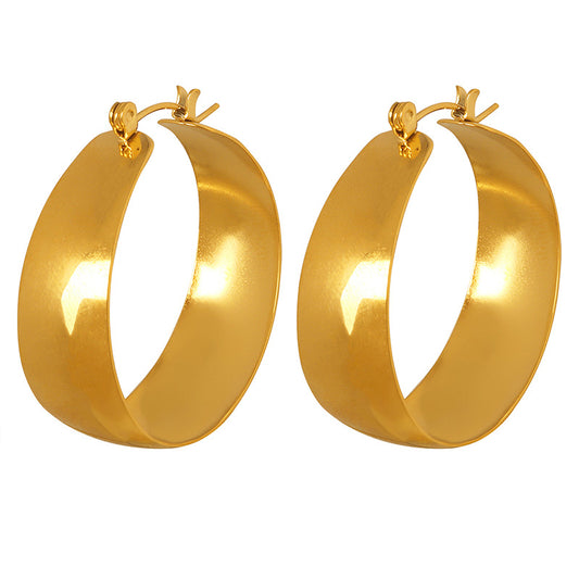 Golden U-Shaped Exaggerated Earrings - Wholesale Women's Jewelry