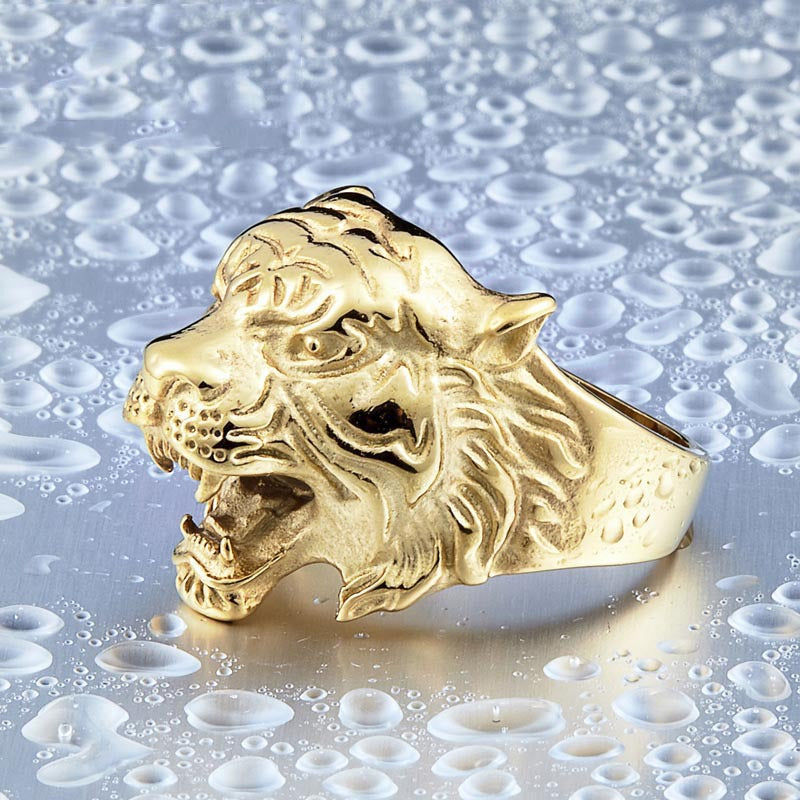 Titanium Steel Tiger Head Men's Ring - Retro Cross-Border Jewelry for Stylish Men