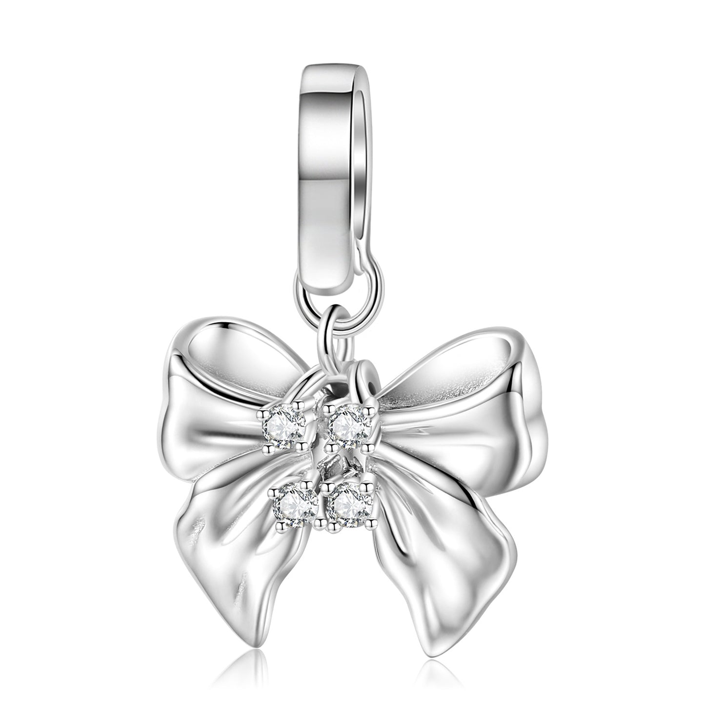 Simple Lovely Bow Pendant Zircon Silver Pendant