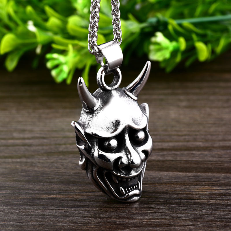 Wholesale Exaggerated Personality Titanium Steel Ghost Head Pendant for Men - European and American Cross-Border Stainless Steel Mask Accessories