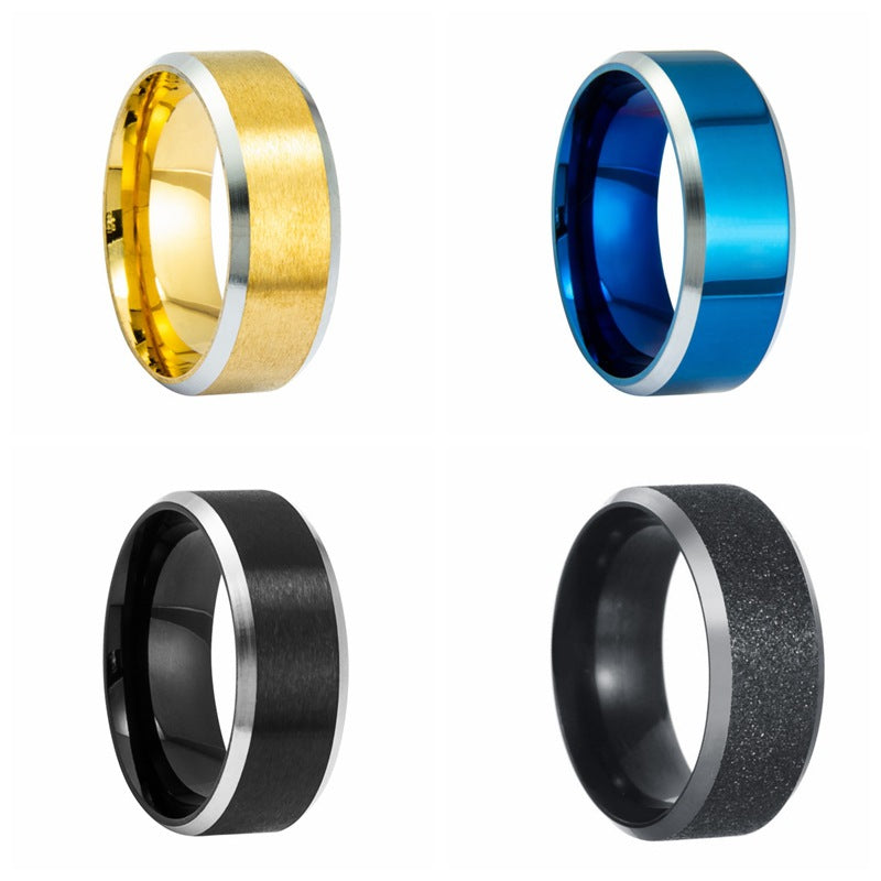 Stylish Stainless Steel Men's Ring - European and American Wholesale Jewelry Supply