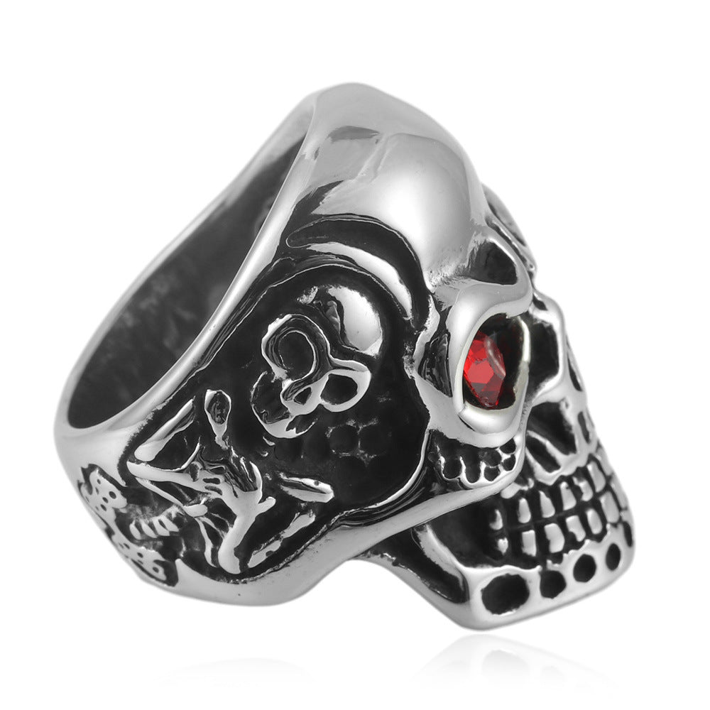 Men's Retro Titanium Steel Skull Ring - European and American Design