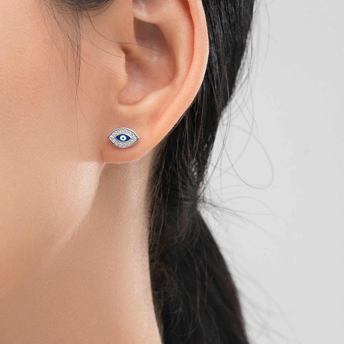 Luxurious S925 Sterling Silver Devil's Eye Earrings with Micro-Inlay Fatima's Hand