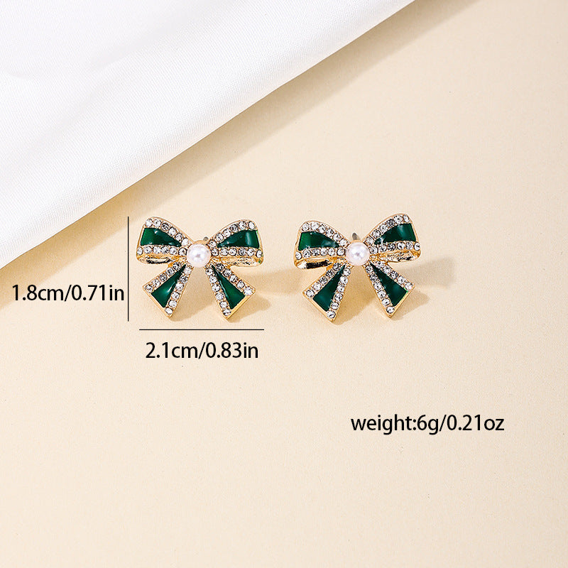 Elegant Bow Earrings in Festive Christmas Colors, Vienna Verve Collection