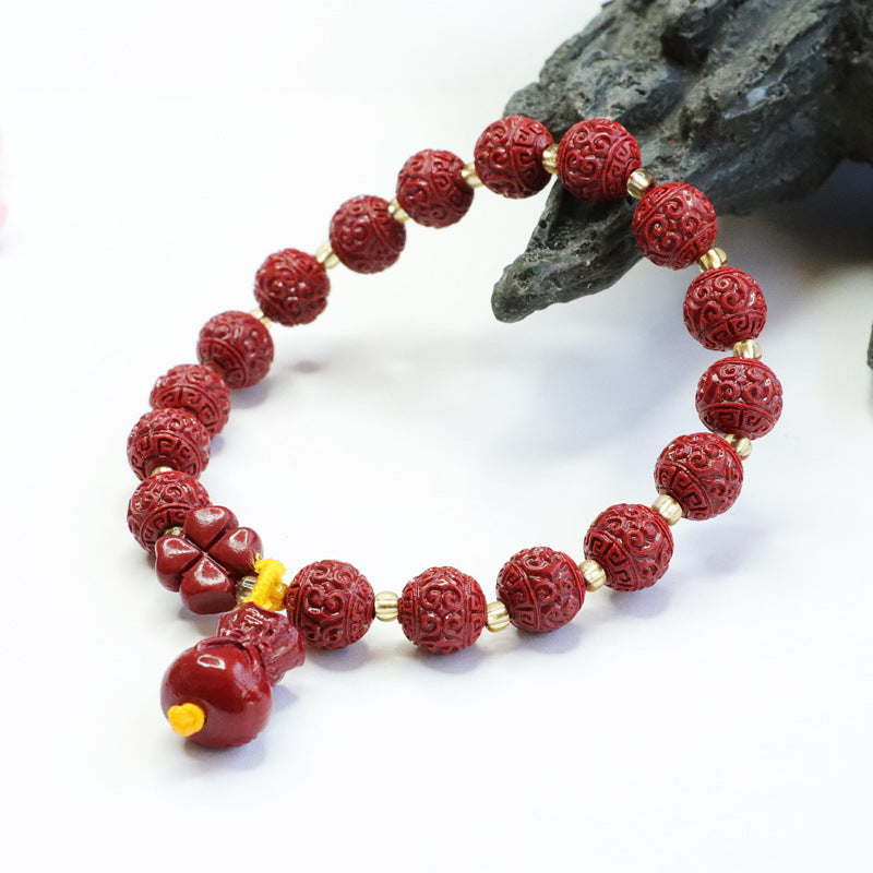 Fortune's Favor Sterling Silver Bracelet with Cinnabar Stone