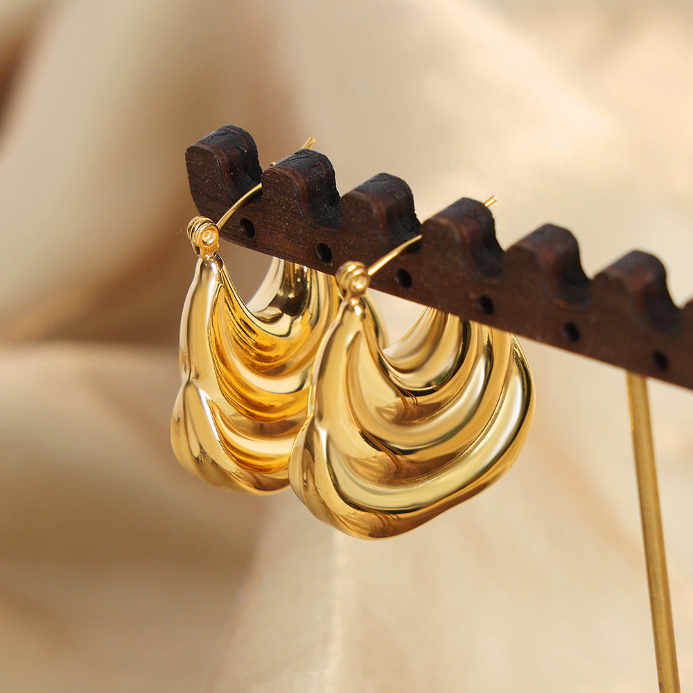 Golden Geometric Layered Earrings for Stylish Women